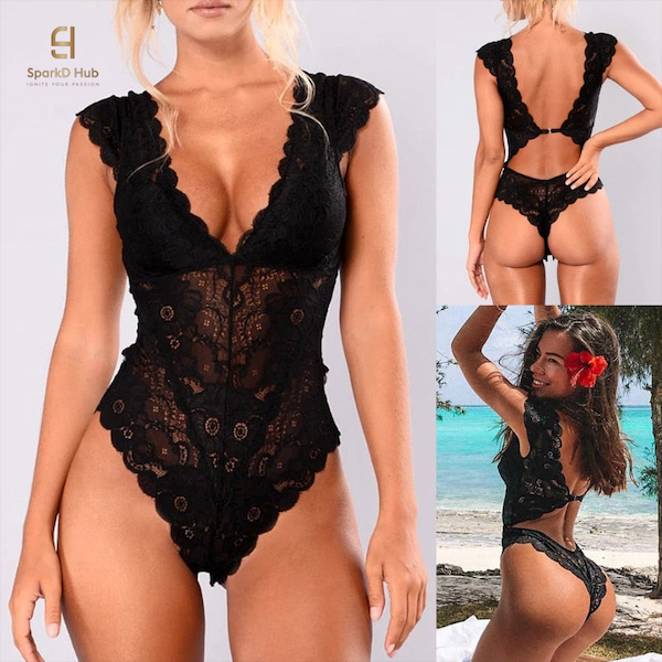 Women's Sexy Lace Bodysuit & Lingerie – SparkD Hub